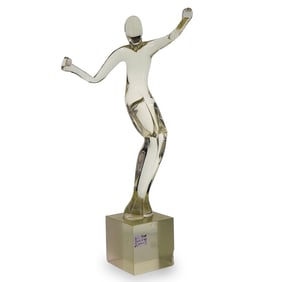 Vintage Murano Glass Tennis Player Sculpture