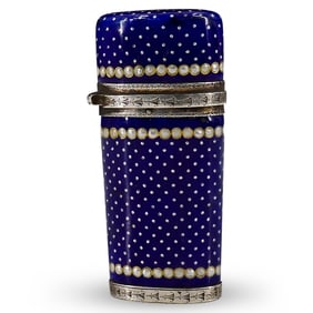Vintage Enamel & Silver Perfume Flask