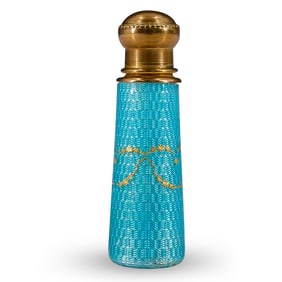 Vintage Enamel & 14k Gold Perfume Flask