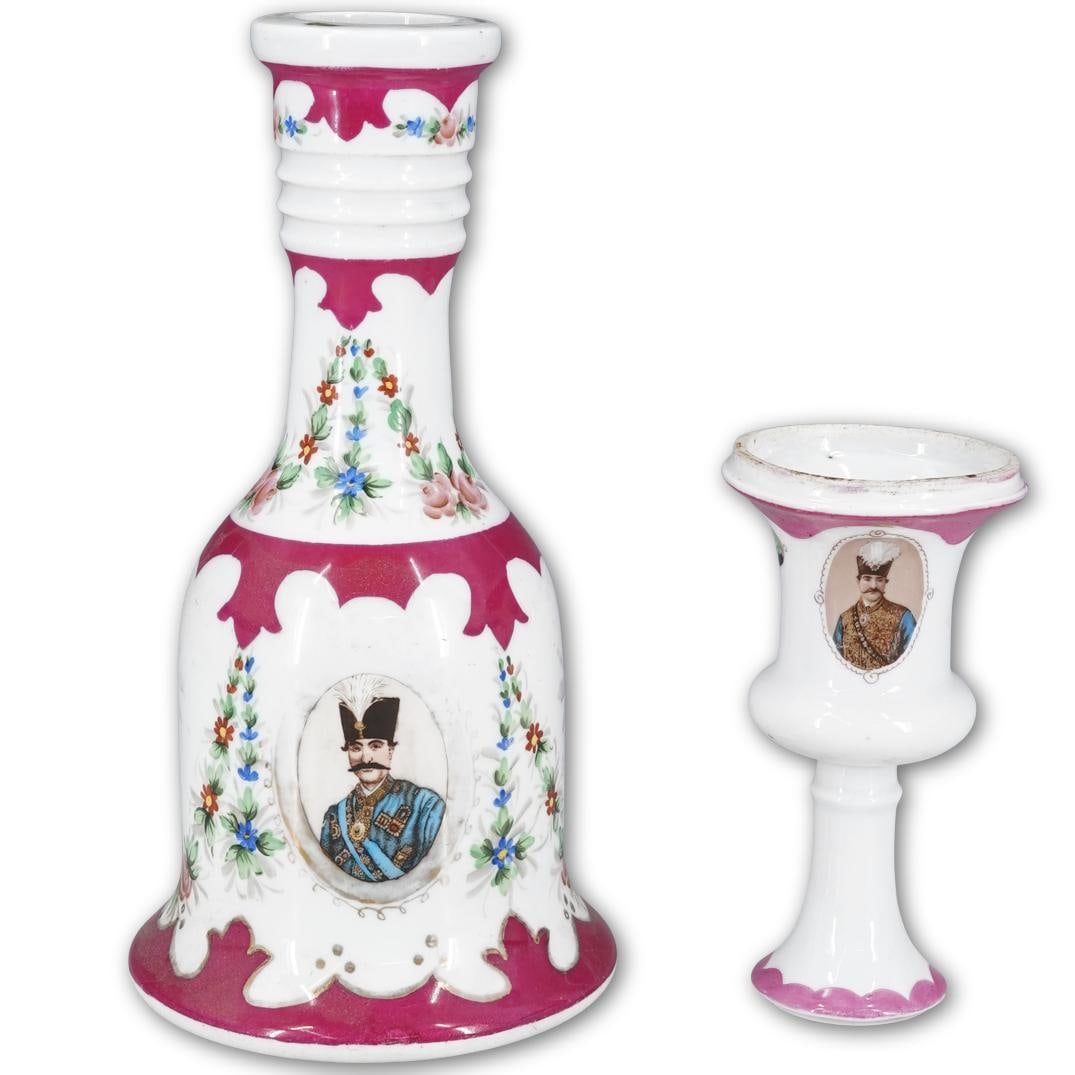 Antique Persian Qajar Dynasty Enamel Opaline Glass Hookah (1 of 6)