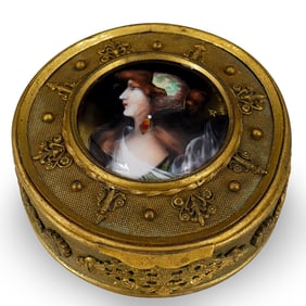Art Nouveau Limoges Enameled Bronze Hinged Box