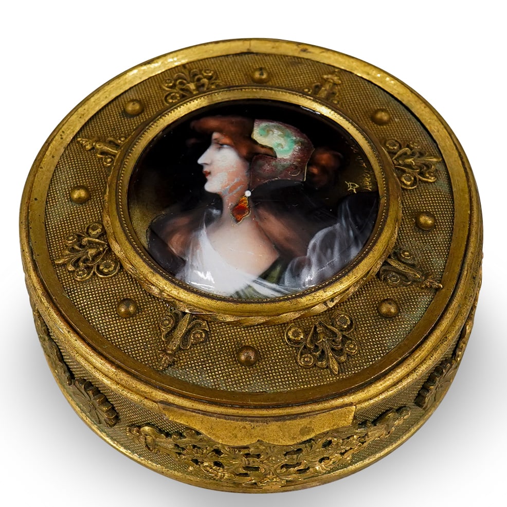 Art Nouveau Limoges Enameled Bronze Hinged Box (1 of 7)