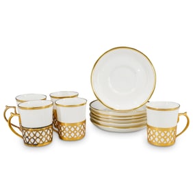 (11 Pc) English Crown Staffordshire Porcelain Demitasse Set