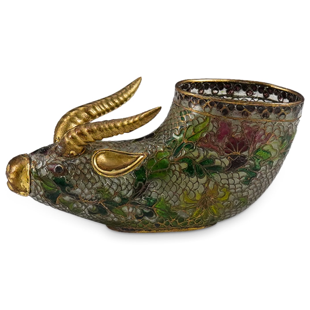 French Plique a Jour Ram Head Cup (1 of 6)