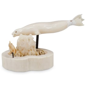 Vintage Carved Seal & Fish Figurine