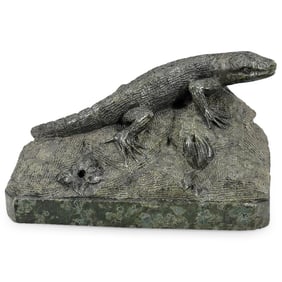 Antique Carved Hardstone Monitor Lizard