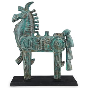 Verdigris Greek Trojan Horse Sculpture