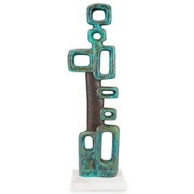 Verdigris Modernist Mixed Metal Sculpture