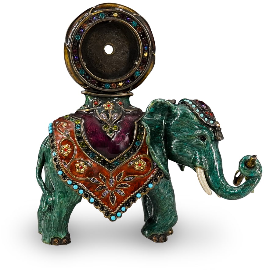 Jay Strongwater Enameled Elephant Clock Base (1 of 8)