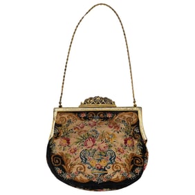 Antique Petit Point Floral Purse