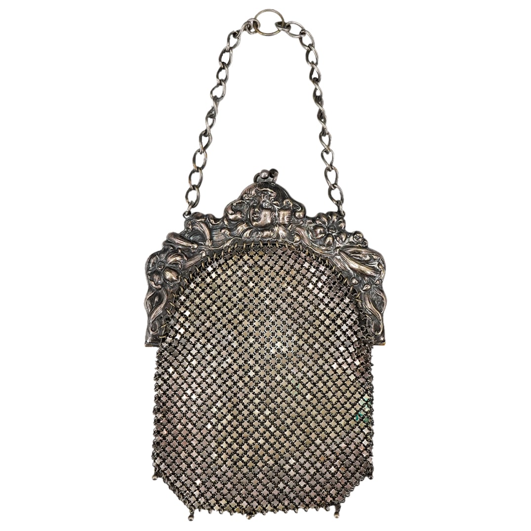 Art Nouveau German Sterling Silver Mesh Handbag (1 of 6)