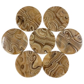 (7 Pc) Art Deco Agate Coasters Set