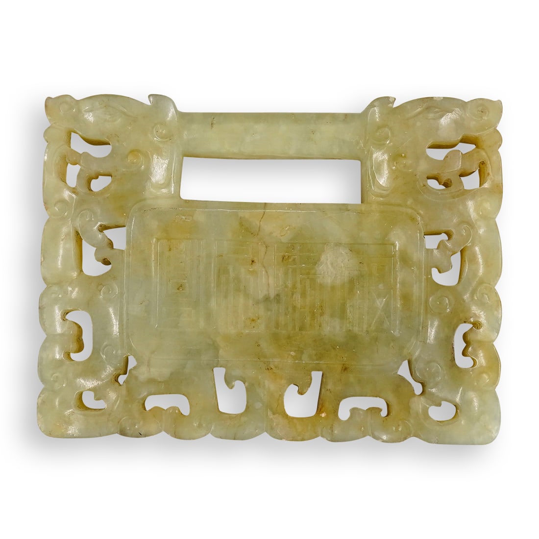 Antique Chinese Celadon Jade Baby Lock Plaque (1 of 3)
