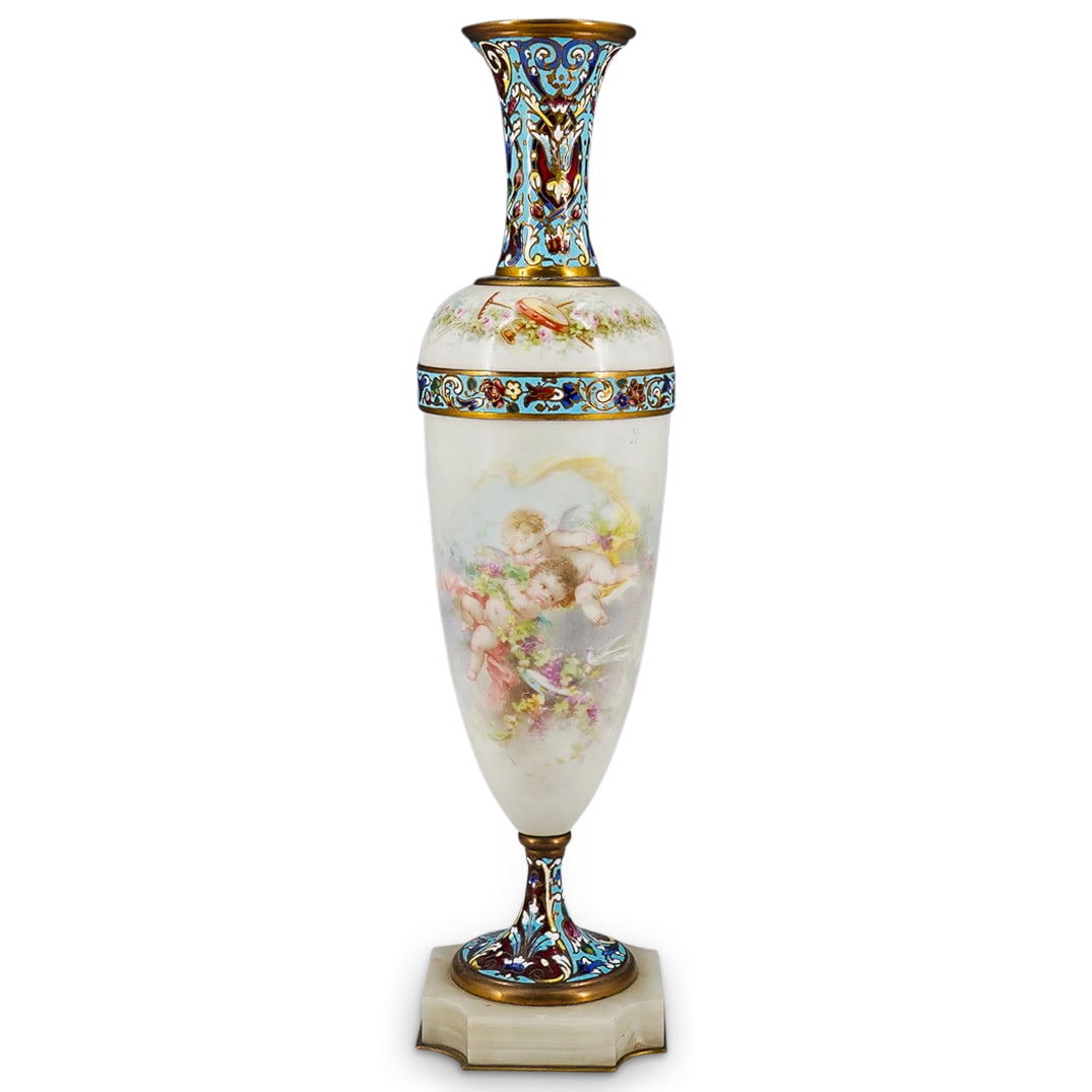 Antique Sevres Champleve And Porcelain Vase (1 of 6)