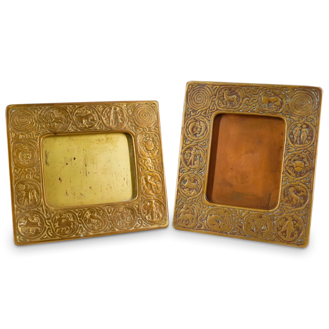 (2 Pc) Tiffany Studios Gilt Bronze "Zodiac" Frames (1 of 12)
