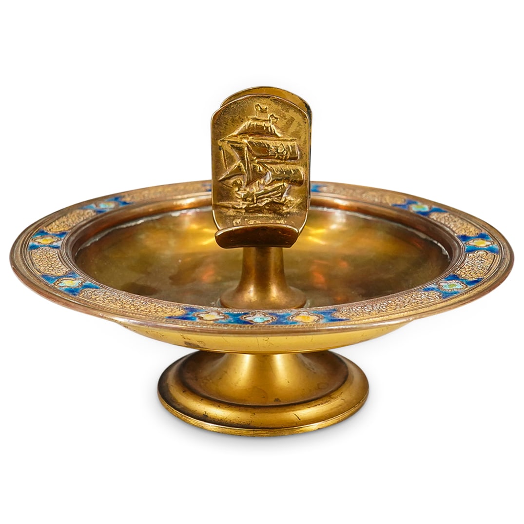 Louis C. Tiffany Furnaces Favrile Bronze & Enamel Ash Receiver (1 of 7)