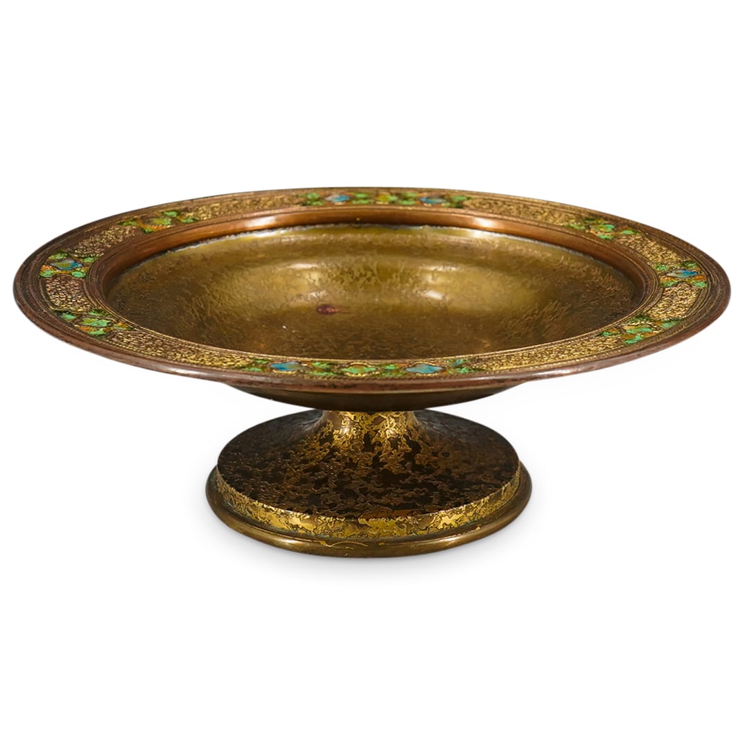 Louis C. Tiffany Furnaces Favrile Bronze & Enamel Tazza (1 of 5)