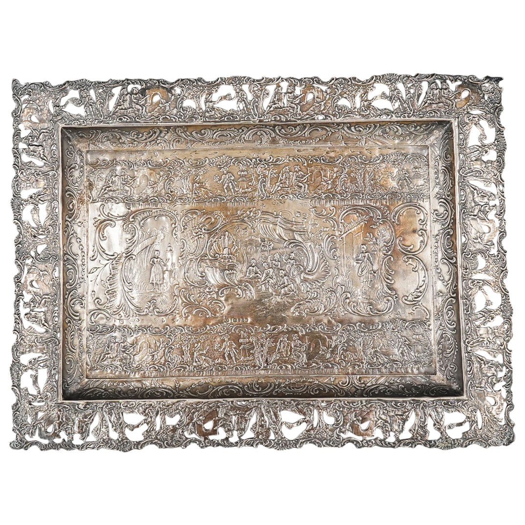 19th Century Sterling Silver Repousse Tray (1 of 6)