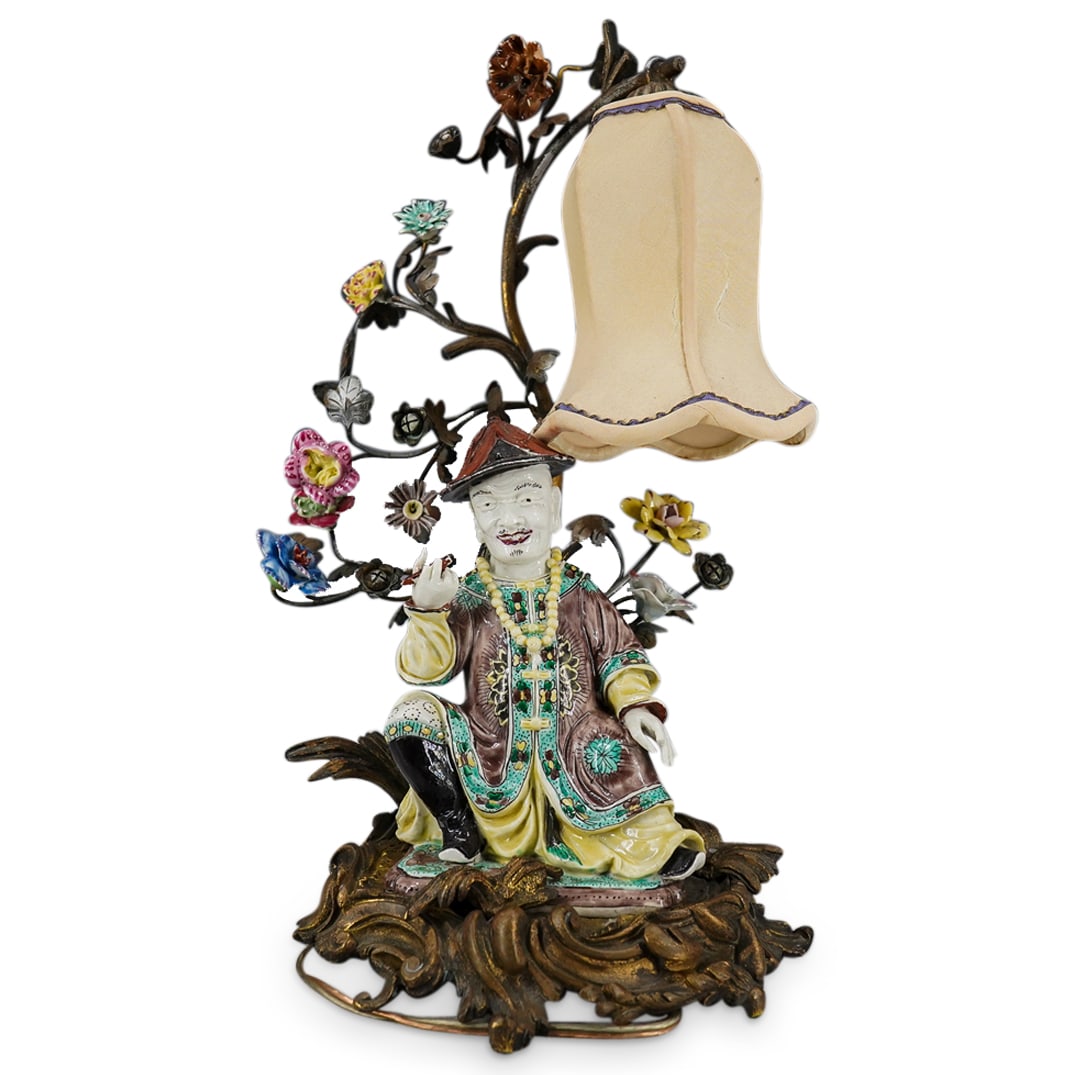 French Chinoiserie Porcelain & Gilt Bronze Lamp (1 of 10)