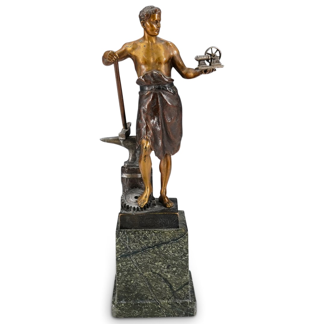 Vienna Bronze Smith with Anvil & Gearwheel Figurine (1 of 7)
