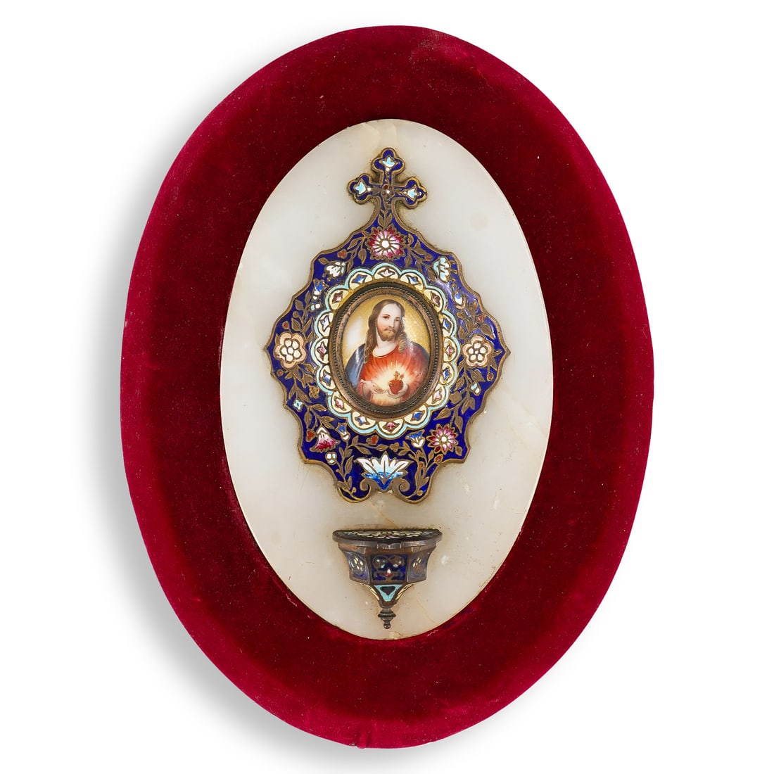 Antique French Champleve Enamel Holy Water Font (1 of 4)