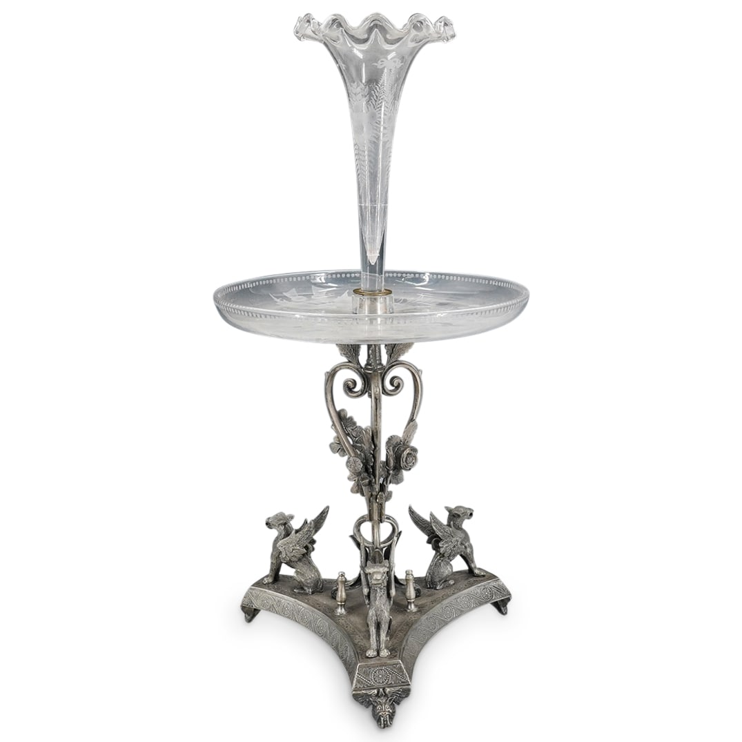 James Deakin And Sons, Sheffield Glass & Silver Plate Epergne (1 of 10)