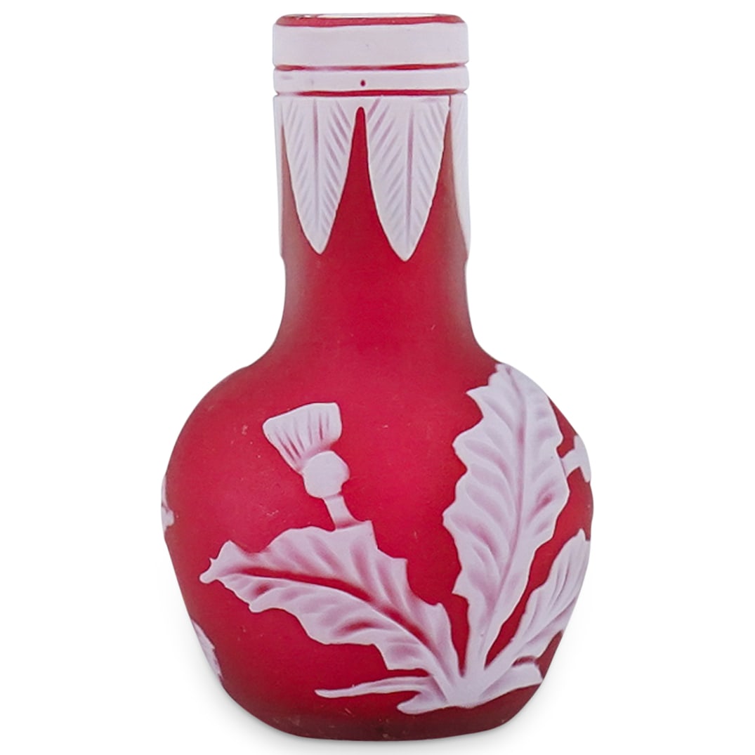 Miniature Webb Art Glass Cameo Vase (1 of 4)