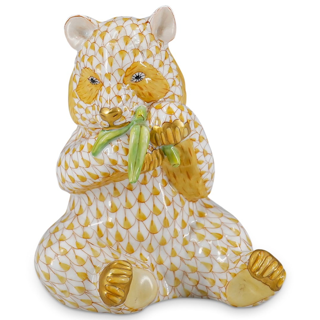Herend Porcelain "Panda" Butterscotch Fishnet Figurine (1 of 5)