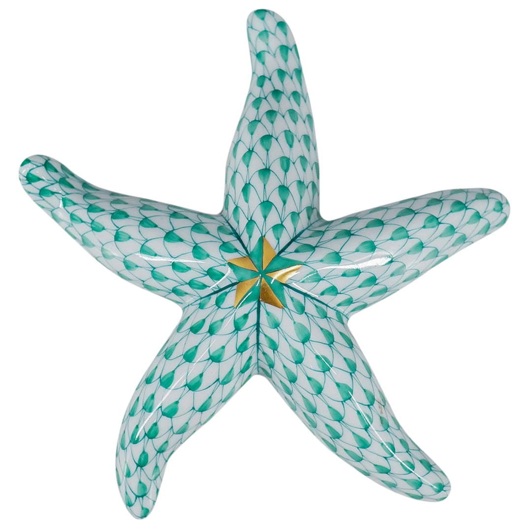 Herend Porcelain "Starfish" Green Fishnet Figurine (1 of 4)