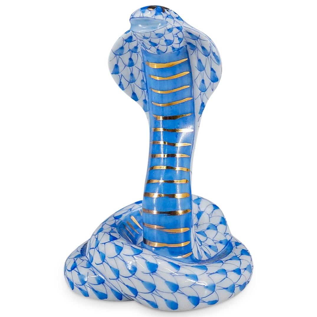 Herend Porcelain "Cobra" Blue Fishnet Figurine (1 of 5)
