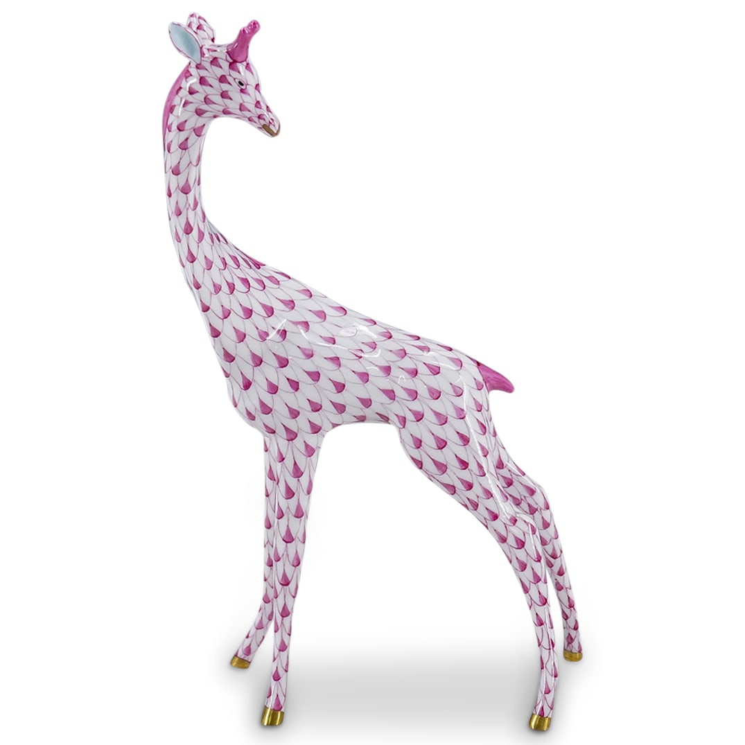 Herend Porcelain "Giraffe" Raspberry Fishnet Figurine (1 of 6)