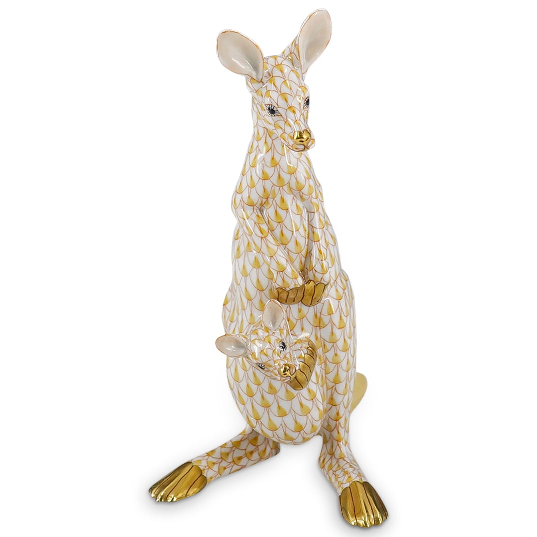 Herend Porcelain "Kangaroo W/ Baby" Fishnet Figurine (1 of 5)