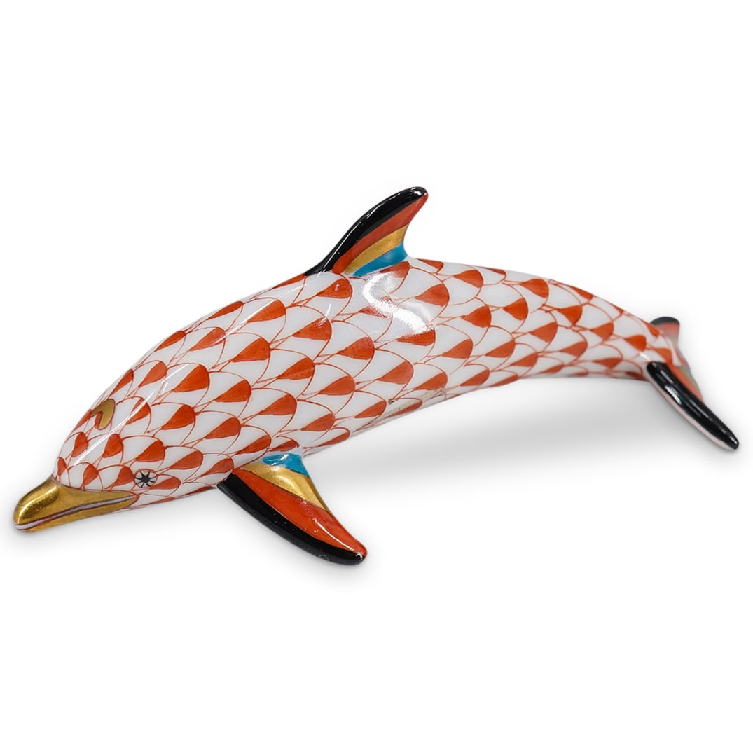 Herend "Small Swimming Dolphin" Porcelain Figurine (1 of 3)