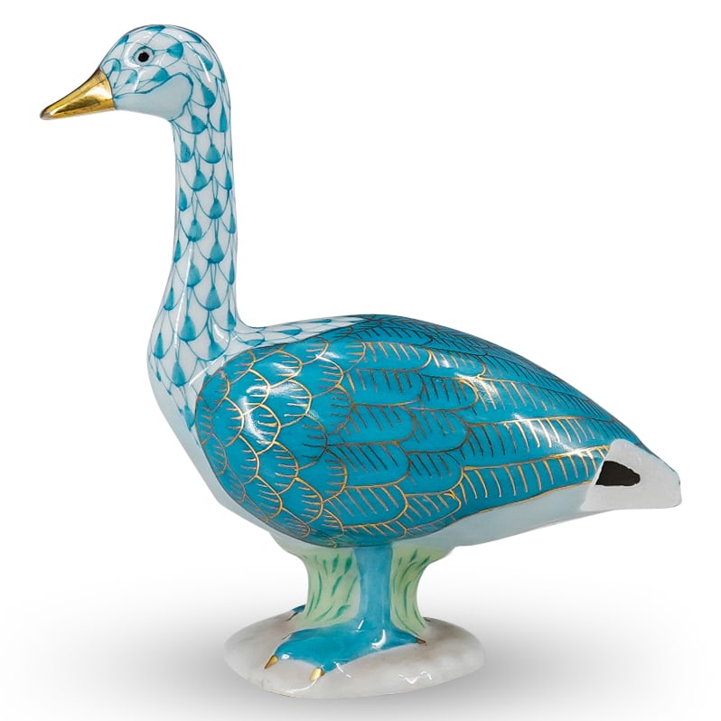 Herend Porcelain "Canada Goose" Fishnet Figurine (1 of 4)