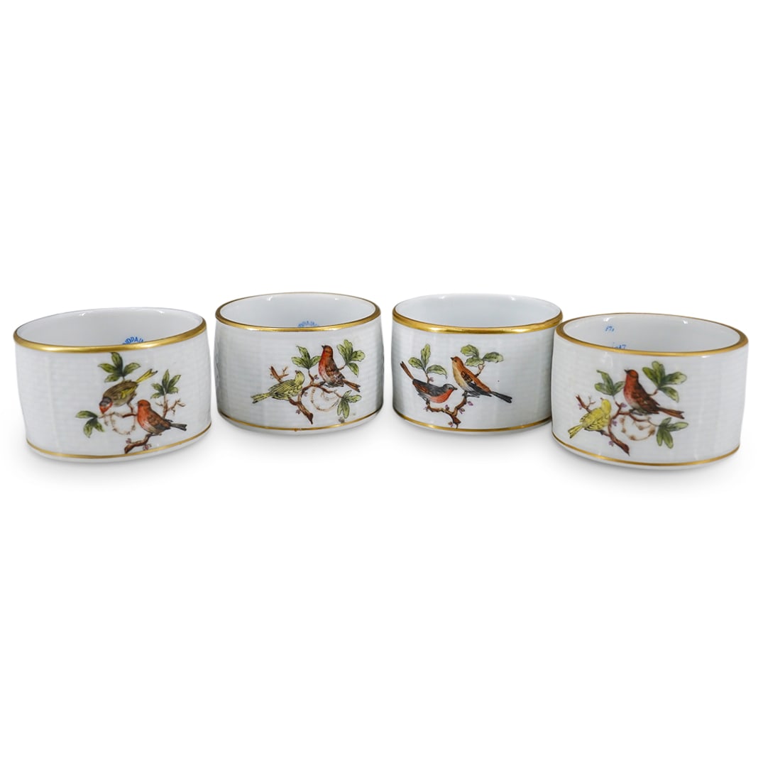 (4 Pc) Herend Porcelain "Rothschild Bird" Napkin Rings (1 of 5)