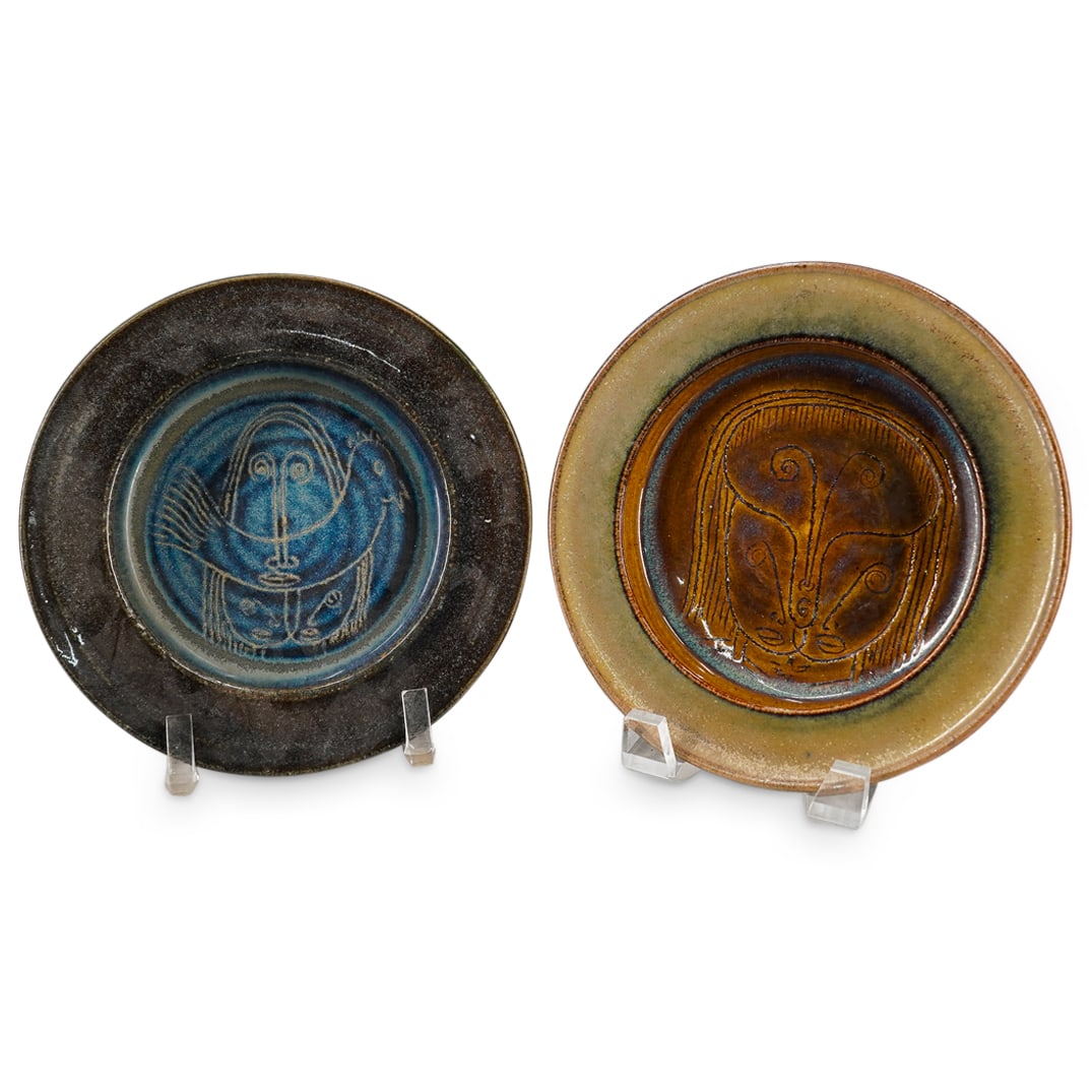 (2 Pc) Scheier Pottery Low Bowls (1 of 8)