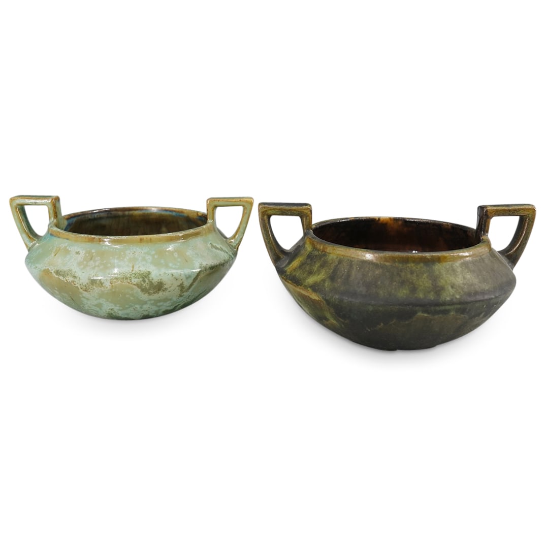 (2 Pc) Fulper Pottery Two Handed Bowl (1 of 11)