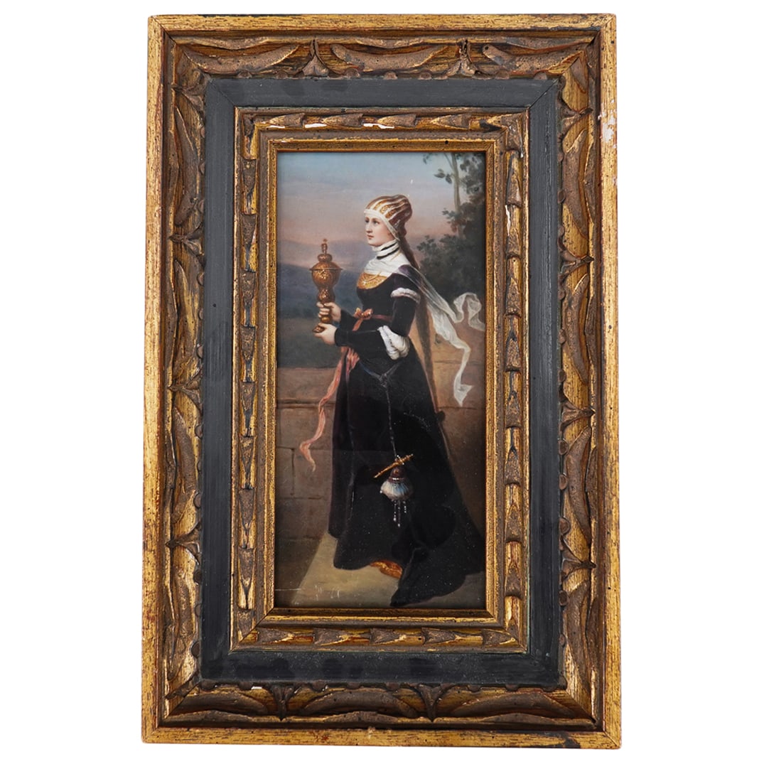 Antique German painted porcelain plaque (1 of 4)