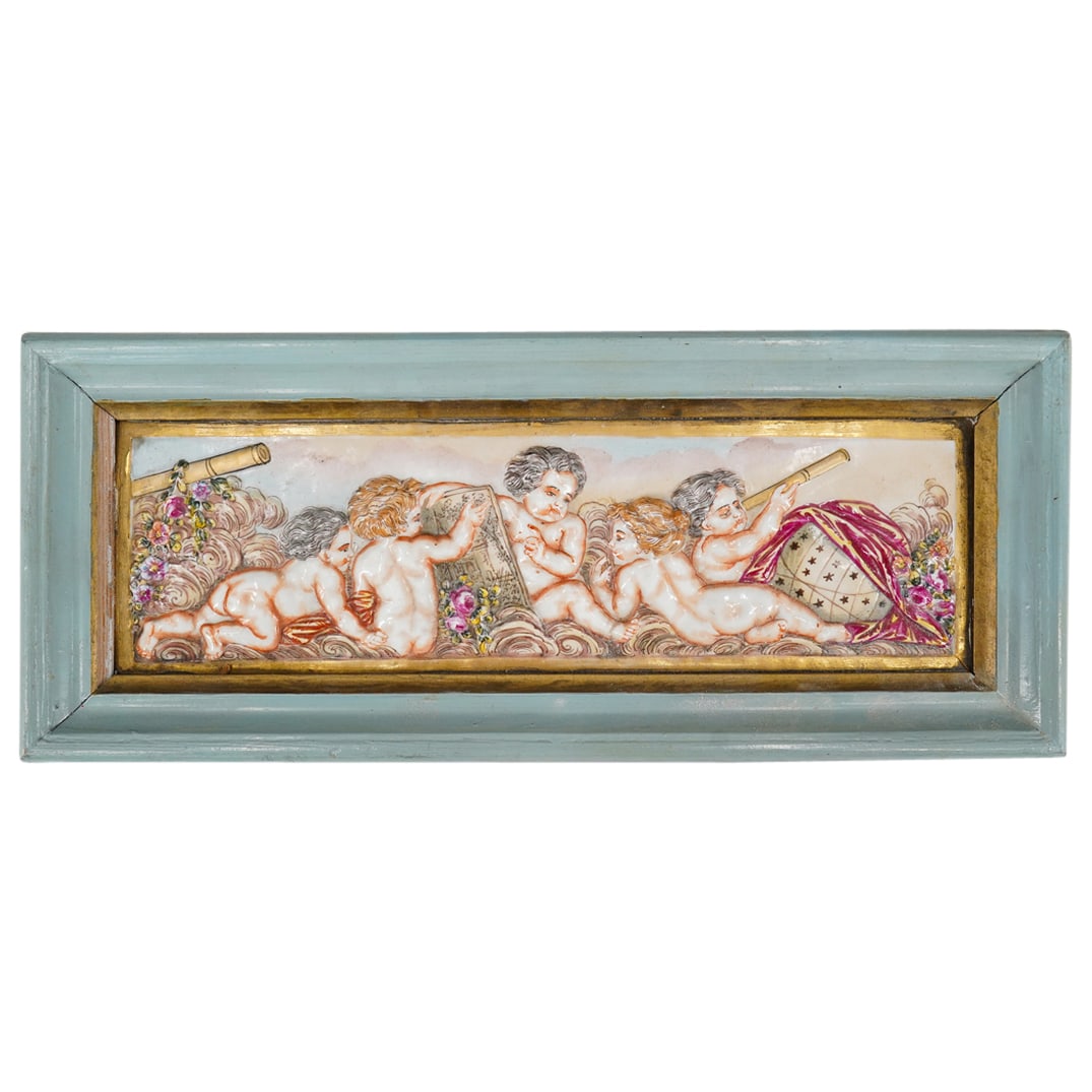 Italian Capodimonte Putti Porcelain Plaque (1 of 5)