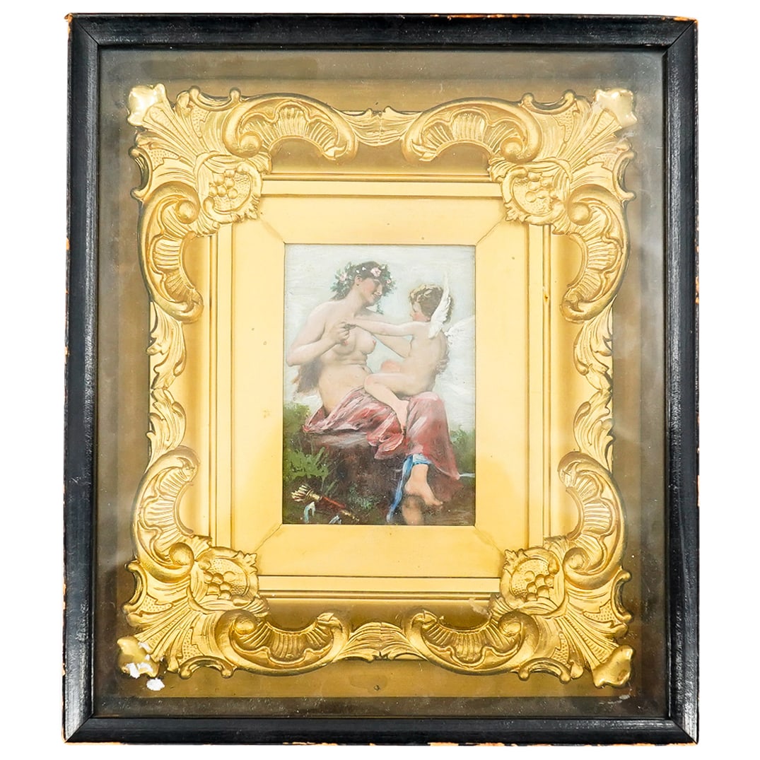 "Young Girl Defending Herself Against Cupid" Oil Painting (1 of 4)