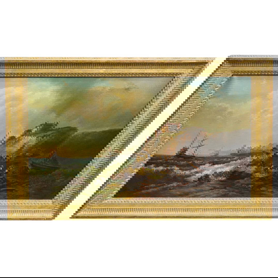 Franz Emil Krause (german, 18361900) Oil On Canvas Seascape Painting