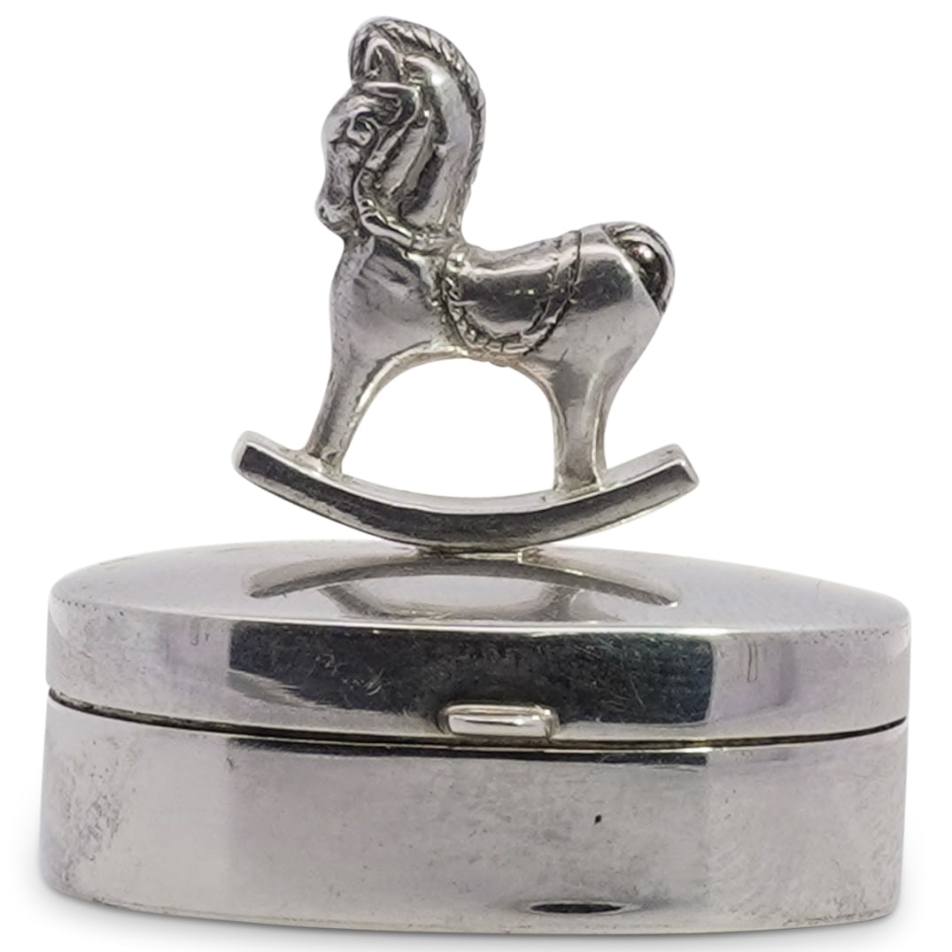 English Sterling Silver 'Rocking Horse' Pill Box (1 of 5)