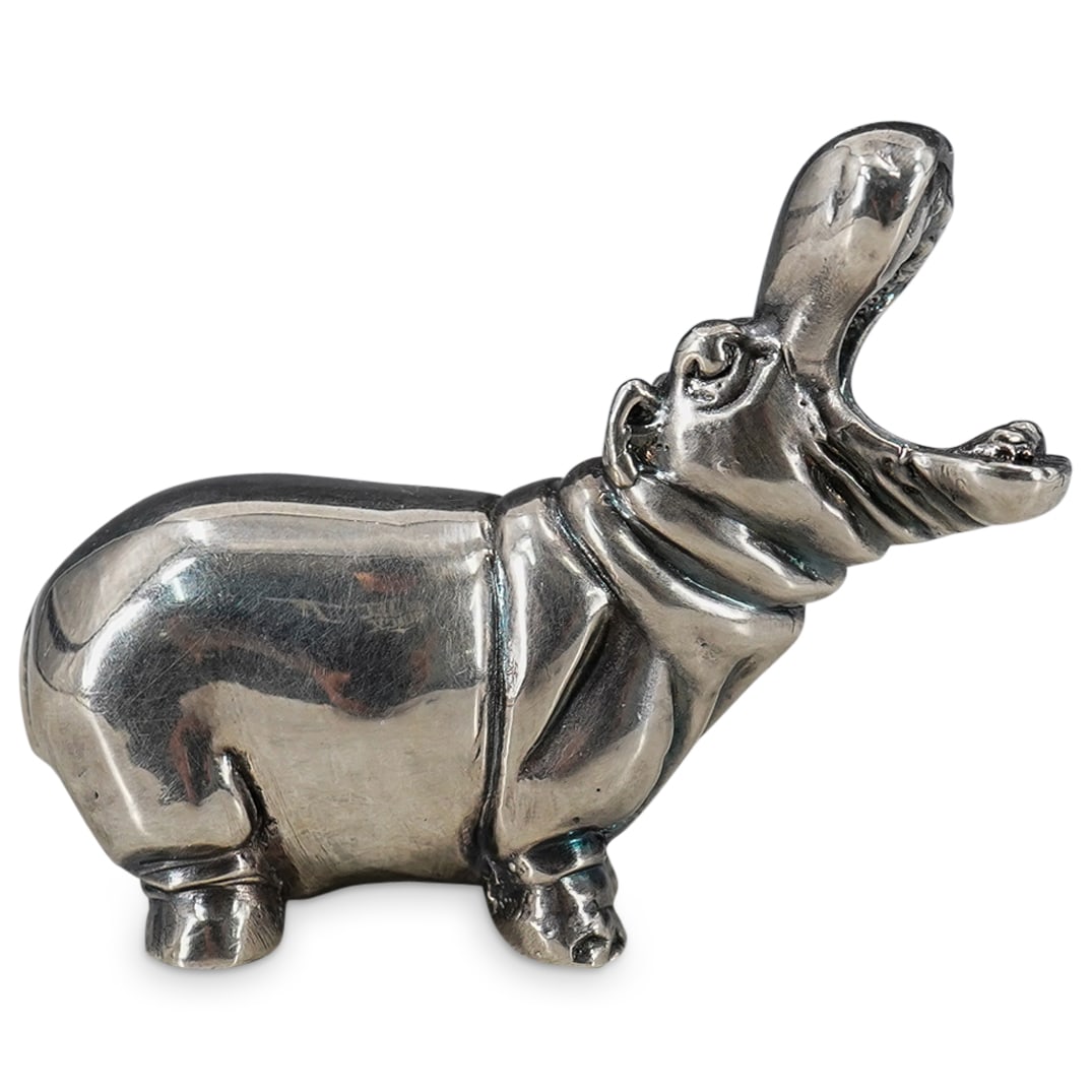 Sterling Silver "Hippopotamus" Small Figurine (1 of 6)