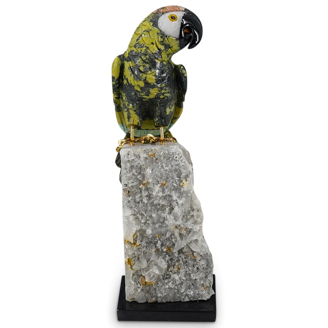 Carved Precious Stone Macaw Parrot (1 of 8)