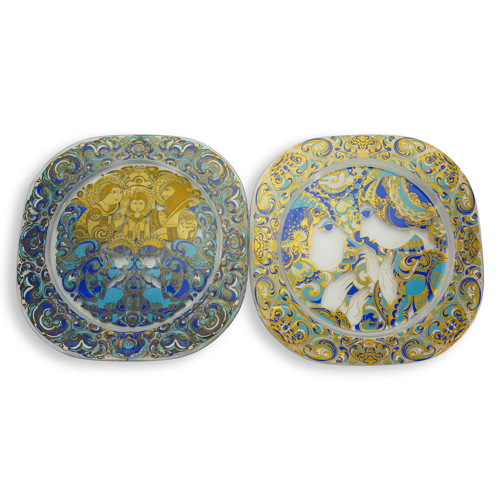 (2 Pc) Bjorn Wiinblad Rosenthal Crystal Chargers (1 of 10)