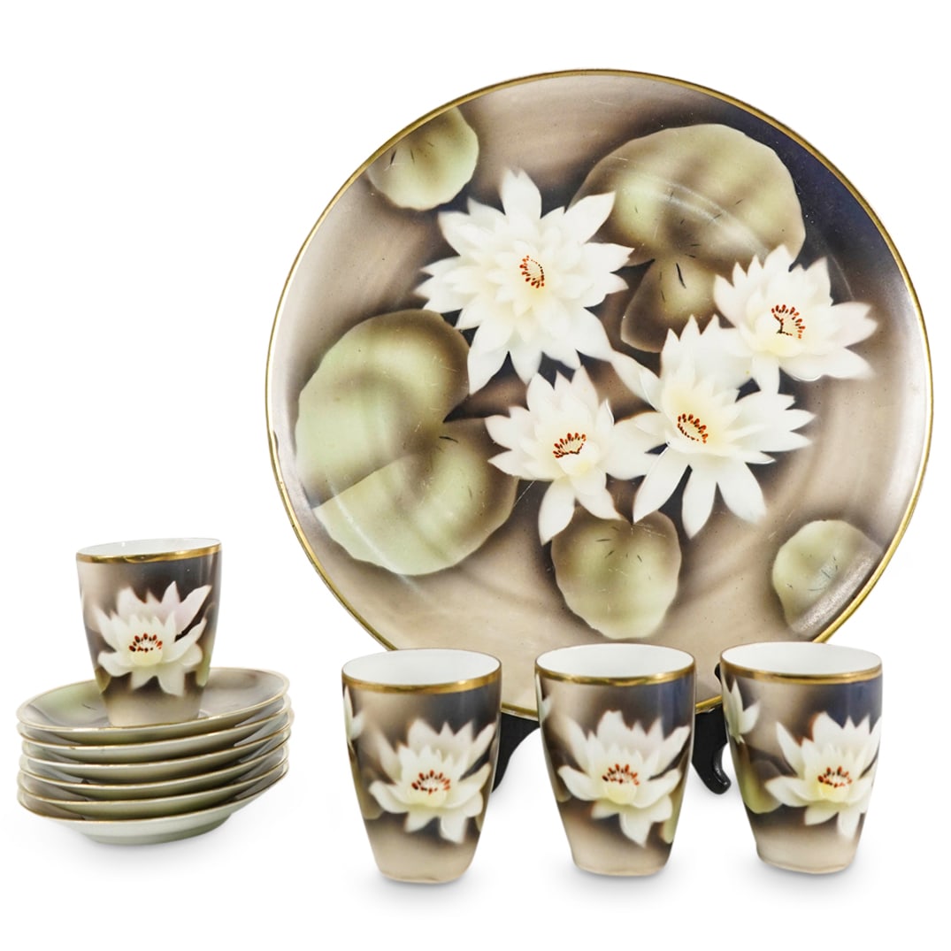 (11 Pc) Weimar Republic Porcelain Lotus Teacup Set (1 of 7)