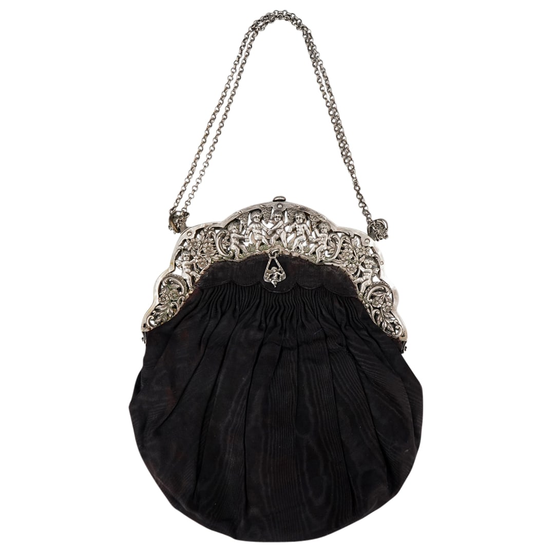 Antique French 800 Silver and Black Purse (1 of 5)