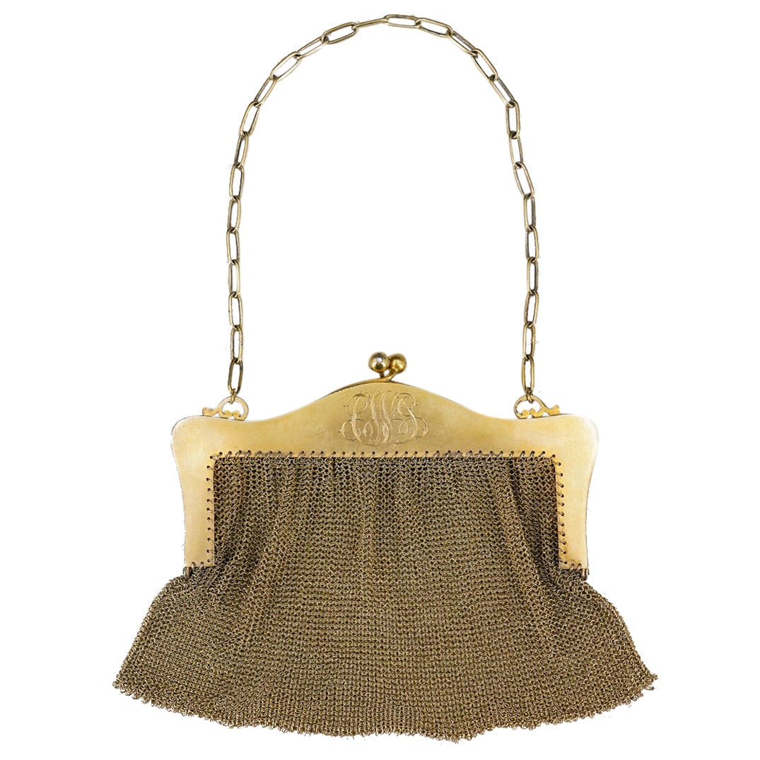 Antique Gilt Sterling Silver Mesh Purse (1 of 5)