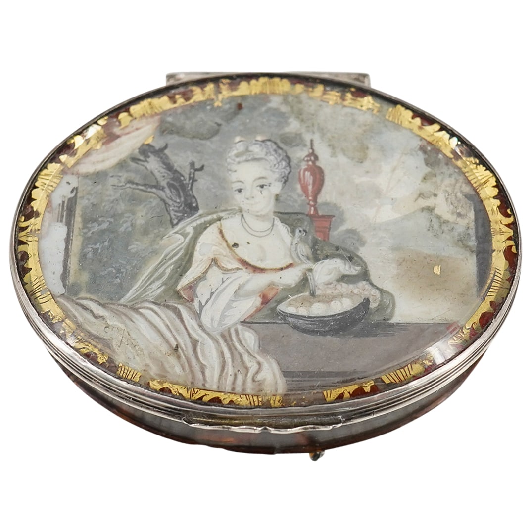 Antique Hand Painted Tortoise Hued Snuff Box (1 of 7)