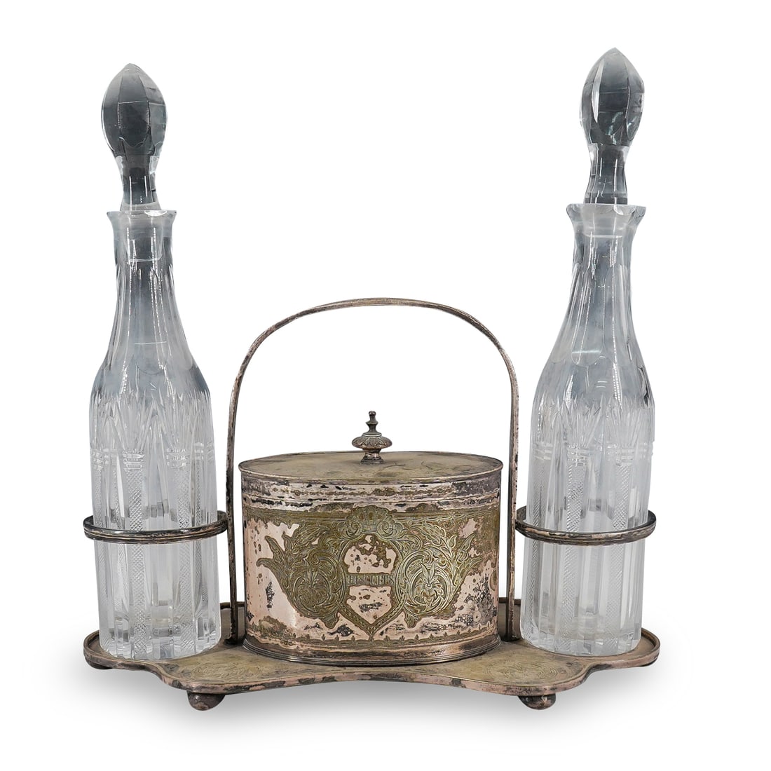 Antique Silver Plated Biscuit Jar & Stand (1 of 9)